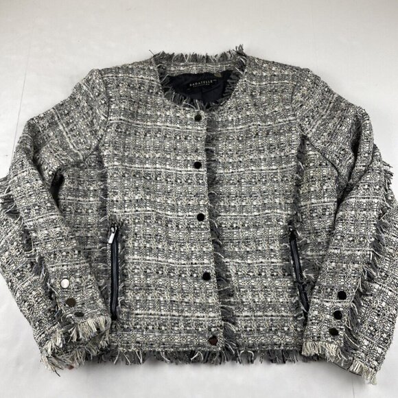 Bagatelle Collection Jacket Women’s XL Lined Frayed Trim Full Zip Snap Casual - Picture 2 of 15